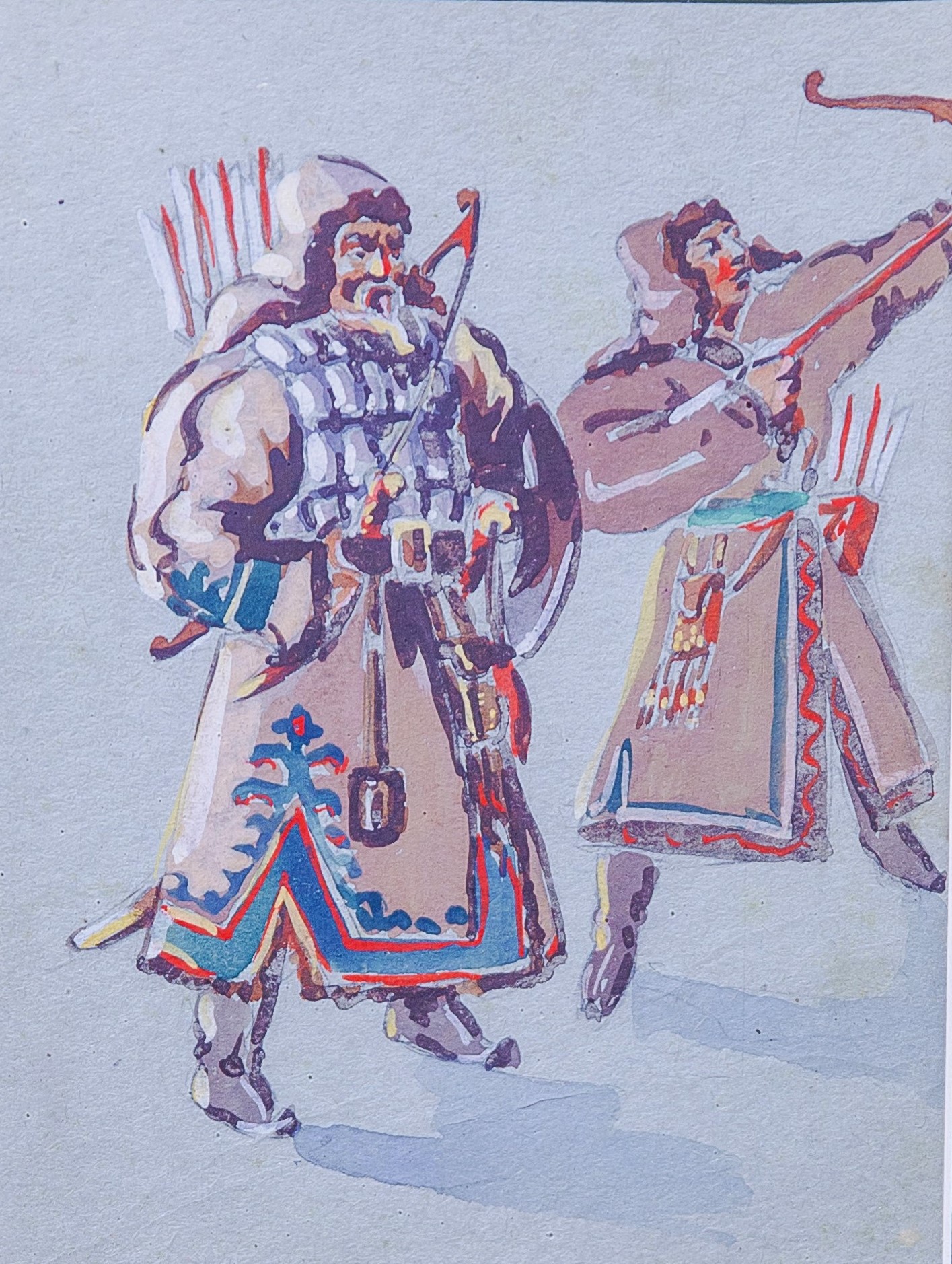 «Казахи (воины)». Эскиз костюмов к спектаклю Уйгурского театра